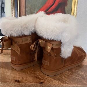 Y2K Juicy Couture King Chestnut Brown Faux Fur Boots Women's Size 5 Pre-owned.